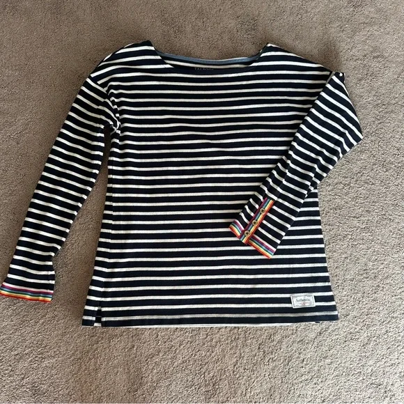 Talbots NAVY Rainbow Cuff Nautical Cape COD Old Money Fisherman 100% Cotton - Picture 4 of 10